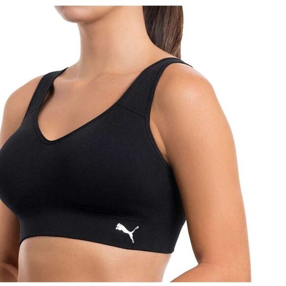 *Puma Women's Seamless Sports Bra - 2 Pack Black/Grey - No Boxes - SMALL - Picture 2 of 7